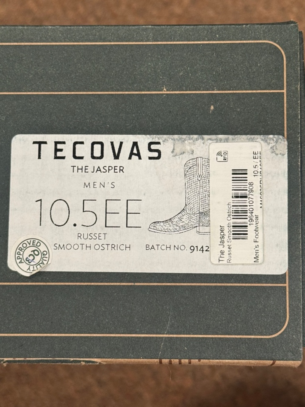 Tecovas 'The Jasper' - Russet Smooth Ostrich - Picture 8 of 8